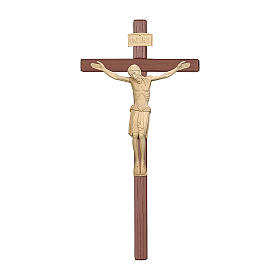 San Damiano Cross in natural wood with straight cross, Val Gardena