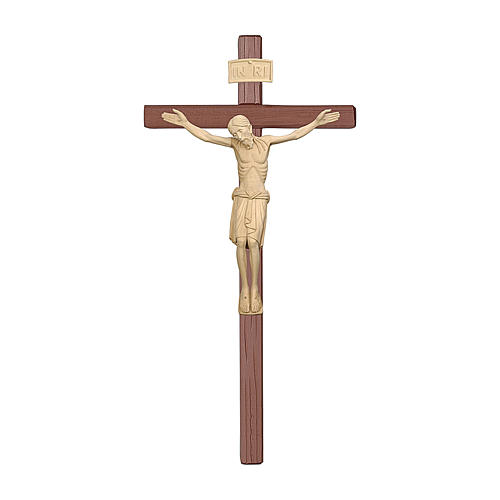 Crucifijo San Damián cruz recta madera Val Gardena natural 1