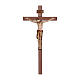 San Damiano Cross in wood with straight cross and golden drape, Val Gardena s1