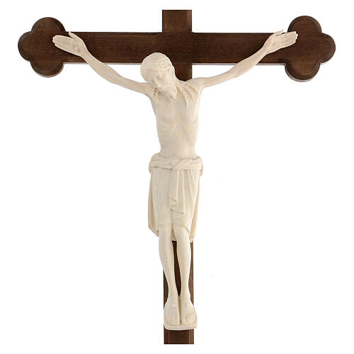 San Damiano Cross in natural wood, burnished cross baroque style, Val Gardena 2