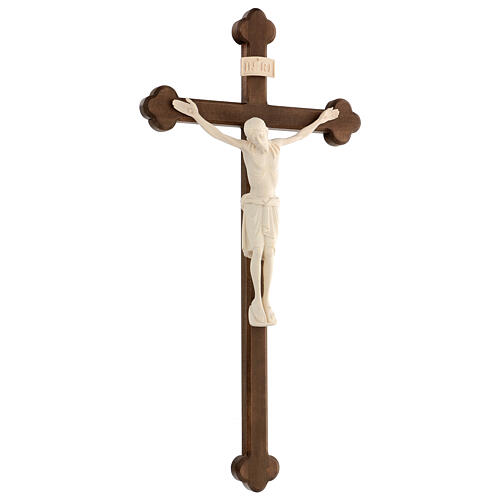 San Damiano Cross in natural wood, burnished cross baroque style, Val Gardena 3