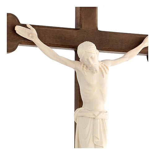 San Damiano Cross in natural wood, burnished cross baroque style, Val Gardena 4