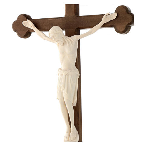 San Damiano Cross in natural wood, burnished cross baroque style, Val Gardena 5
