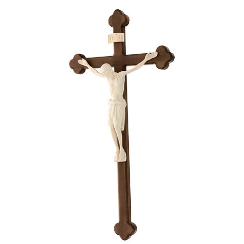 San Damiano Cross in natural wood, burnished cross baroque style, Val Gardena 6