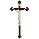 San Damiano Cross in natural wood, burnished cross baroque style, Val Gardena s1