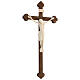 San Damiano Cross in natural wood, burnished cross baroque style, Val Gardena s3