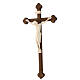 San Damiano Cross in natural wood, burnished cross baroque style, Val Gardena s6