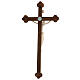 San Damiano Cross in natural wood, burnished cross baroque style, Val Gardena s7