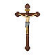 Kruzifix San Damiano Grödnertal Holz Barock Stil Kreuz braun blaue Kleidung s1