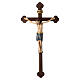 Crucifijo San Damián cruz bruñida barroca madera Val Gardena pintada s1