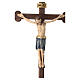 Crucifijo San Damián cruz bruñida barroca madera Val Gardena pintada s6