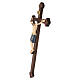 Crucifijo San Damián cruz bruñida barroca madera Val Gardena pintada s9
