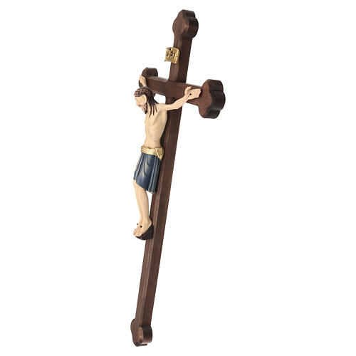Crucifix St Damien croix baroque brunie bois Val Gardena peint 9