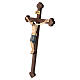 Crucifix St Damien croix baroque brunie bois Val Gardena peint s7