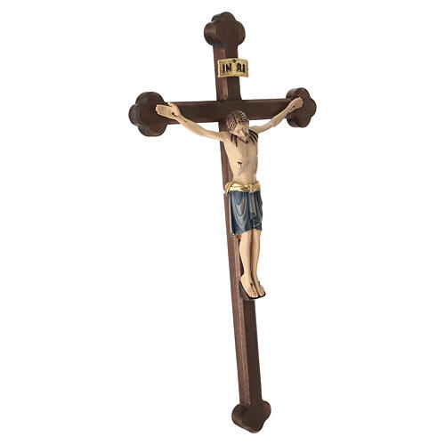 Crocifisso San Damiano croce brunita barocca legno Valgardena dipinto 5