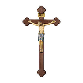 Krucyfiks San Damiano, krzyż przyciemniany, barokowy, drewno Valgardena, malowane Ciało Chrystusa