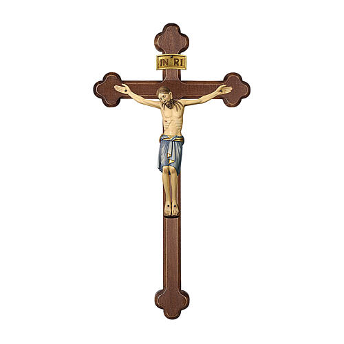 Krucyfiks San Damiano, krzyż przyciemniany, barokowy, drewno Valgardena, malowane Ciało Chrystusa 1