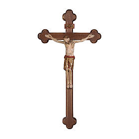 Krucyfiks San Damiano, krzyż przyciemniany, barokowy, drewno Valgardena, złote szaty
