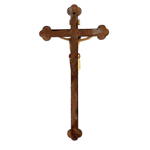 Crucifijo San Damián cruz envejecida barroca madera Val Gardena pintada 4