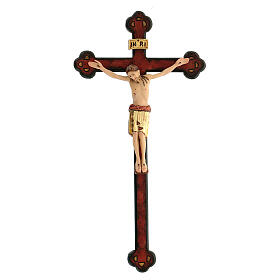 Crucifix Saint Damien croix vieillie baroque bois Val Gardena peint