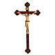 Crucifix Saint Damien croix vieillie baroque bois Val Gardena peint s1