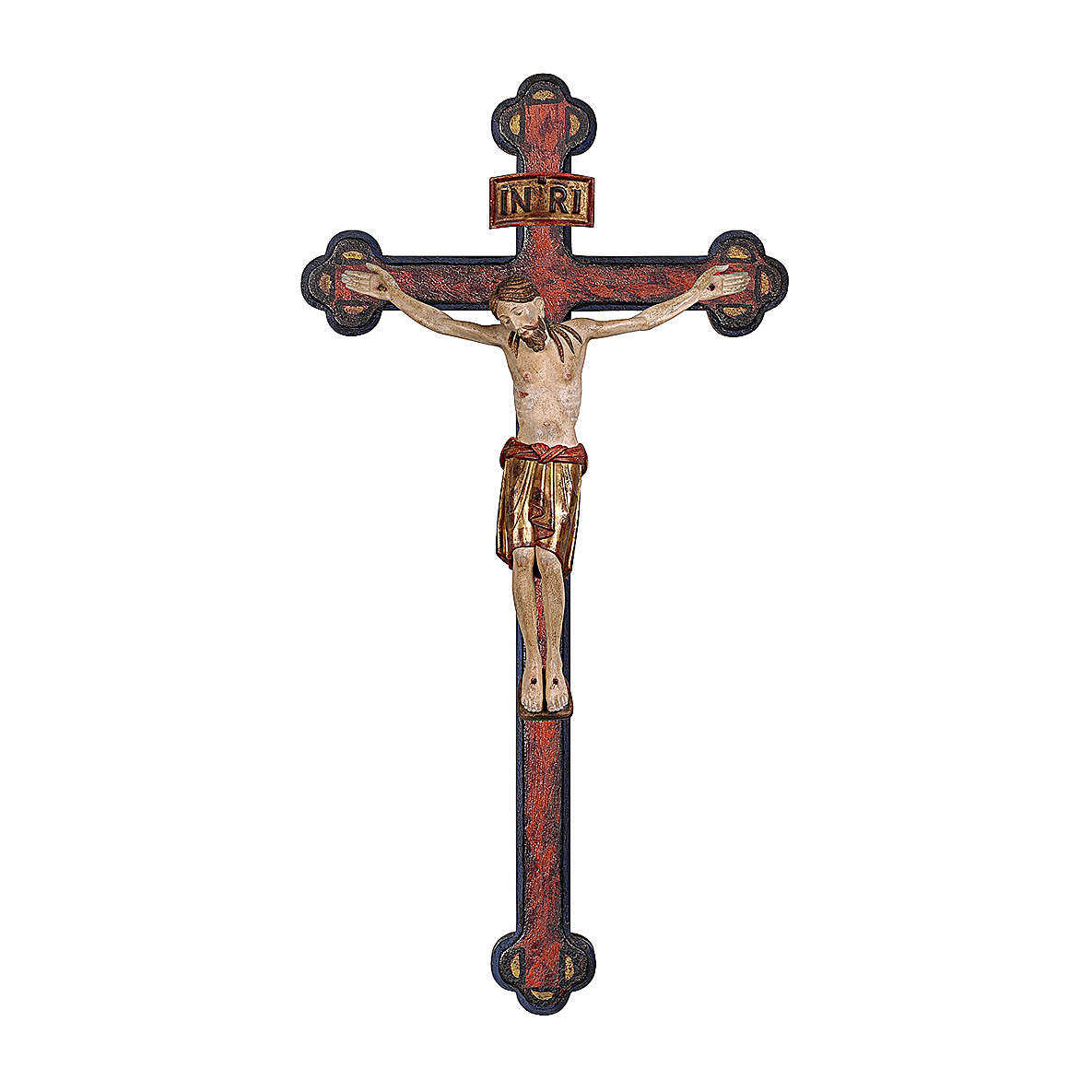Antique baroque Saint Damien crucifix painted wood of online sales on