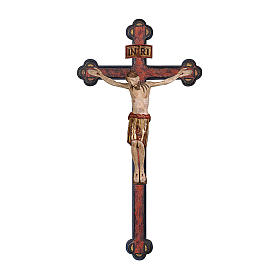 Saint Damien wooden cross in antique baroque style with gold mantle Valgardena