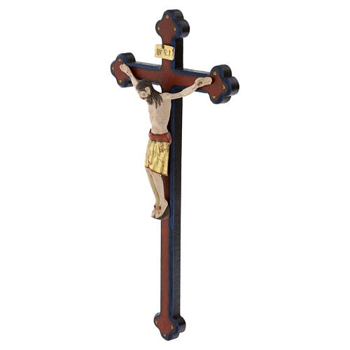 Saint Damien wooden cross in antique baroque style with gold mantle Valgardena 3