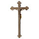 Crucifijo San Damián cruz antigua barroca madera Val Gardena capa gold s6