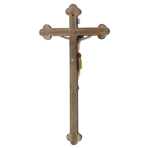 Crucifix St Damien croix baroque vieillie bois Val Gardena pagne or 6