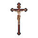 Saint Damien wooden cross in antique baroque style with gold mantle Valgardena s1