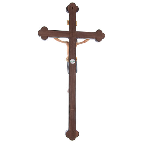 Crucifix Saint Damien croix or massif baroque bois Val Gardena peint 5