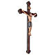 Crucifix Saint Damien croix or massif baroque bois Val Gardena peint s4