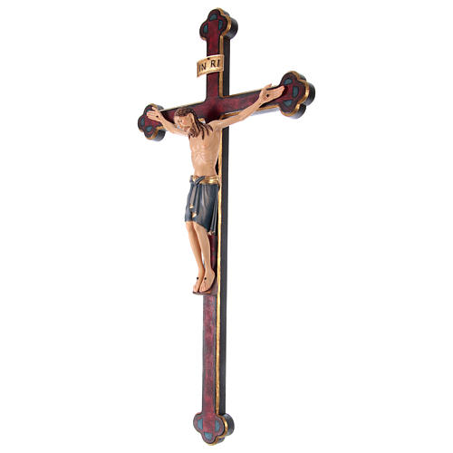Crocifisso San Damiano croce oro zecchino barocca legno Valgardena dipinto 3