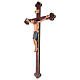 Crocifisso San Damiano croce oro zecchino barocca legno Valgardena dipinto s3