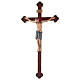 Baroque Saint Damien crucifix painted Valgardena wood and gold decorations s1
