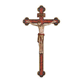 Crucifix St Damien croix baroque or massif bois Val Gardena pagne or