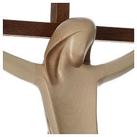 Crucifixo Ambiente cruz reta lisa madeira Val Gardena brunido 3 tons