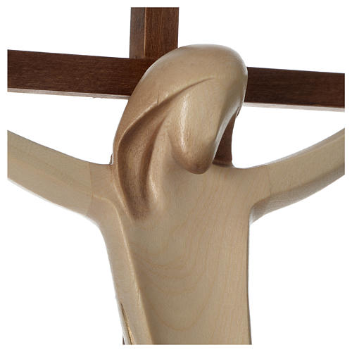 Crucifixo Ambiente cruz reta lisa madeira Val Gardena brunido 3 tons 2