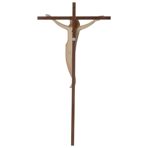 Crucifixo Ambiente cruz reta lisa madeira Val Gardena brunido 3 tons 5