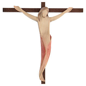 Crucifix in wood with straight cross, watercolours, Ambiente Design, Val Gardena