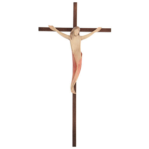 Crucifixo Ambiente cruz reta lisa madeira Val Gardena tintas de água 1