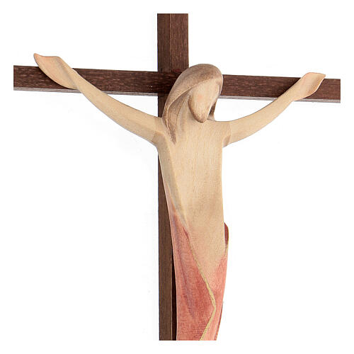 Crucifix in wood with straight cross, watercolours, Ambiente Design, Val Gardena 6
