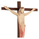Crucifix in wood with straight cross, watercolours, Ambiente Design, Val Gardena s6