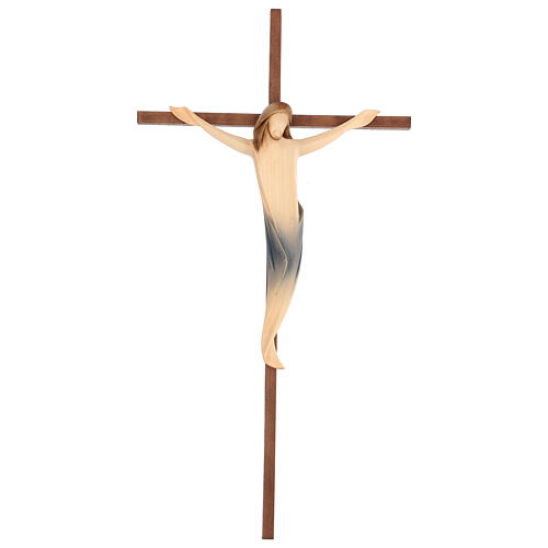 Painted crucifix in wood with straight cross, Ambiente Design, Val Gardena 1