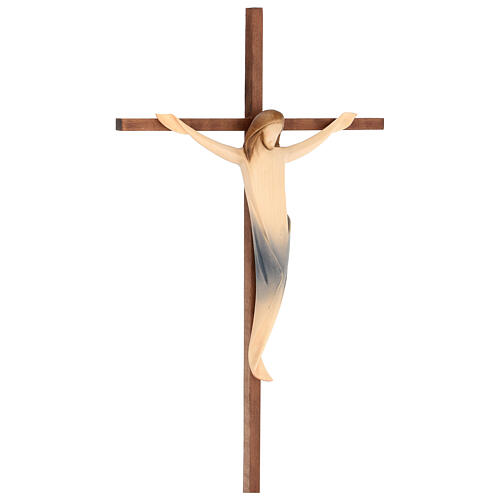 Crucifixo Ambiente cruz reta lisa madeira Val Gardena pintada 3