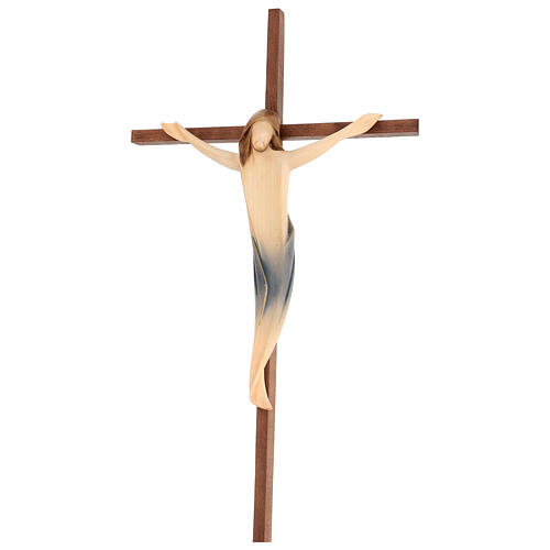 Crucifixo Ambiente cruz reta lisa madeira Val Gardena pintada 4