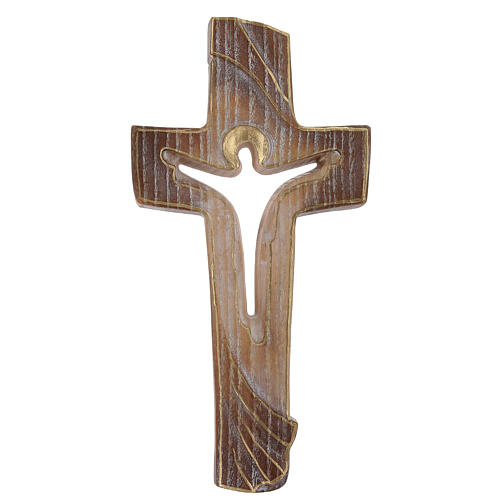 Cross in burnished wood Risen Christ, Ambiente Design, Val Gardena 1