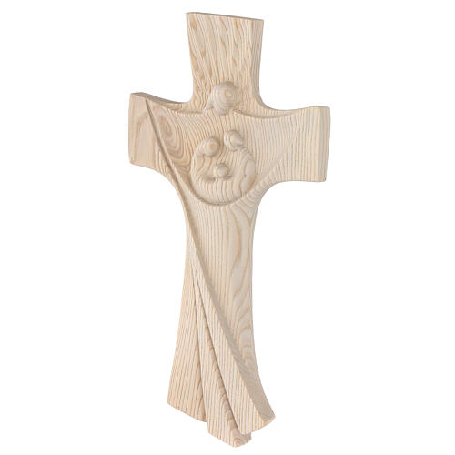 Cross Rustico Design with Holy Family in natural wood Val Gardena 3