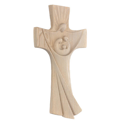 Cross Rustico Design with Holy Family in natural wood Val Gardena 5